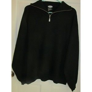 Meister Men's Black Wool Blend 1/4 Zip Long Sleeve Mock Neck Sweater Size L